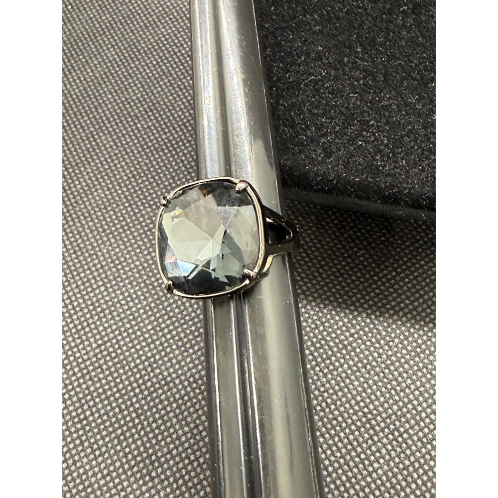 DEADSTOCK Premier design Gun Metal Grey Cushion Cut Cocktail Ring Size 6.5